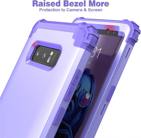 IDweel for Galaxy Note 8 Case, Note 8 Case Purple for Women Girls, 3 in 1 Shockproof Slim Hybrid Heavy Duty Protection Hard PC Cover Soft Silicone...