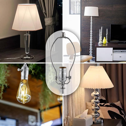 Lamp Making Kit,Make a Lamp or Repair Kit,3-Way Lamp Socket with Matching Cord Lamp Harp Set,Lamp Wiring Kit for Table Floor Lamp,Essential Hardwa...