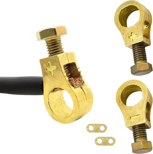 2 PCS Car Battery Terminal Connector Clamps, Pure Copper Auto Battery Cable Ends Connector, Positive & Negative Top Post Battery Terminals Set, Ca...
