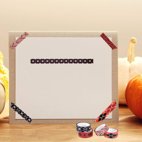 12 Rolls Halloween Washi Tape with Bat Ghost Bones Patterns DIY Halloween Tape Halloween Wrappings Tapes Kits for Halloween Festivals DIY Decorati...