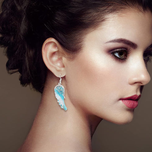 3 Pairs Women's Crystal Angel Dangle Earrings Guardian Dangling Angel Earrings Austrian Crystal Rhinestone Angel Hook Earrings...