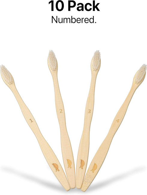 Sea Turtle Plant-Based Bristles, Soft Bamboo Toothbrushes, Individually Sealed (10 Pack)...