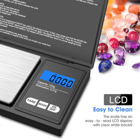 Digital Pocket Scale, 500g x 0.01g Small Digital Scales Grams Ounces Grains, Herb Scale, Jewelry Scale, Portable Travel Food Scale, Kitchen Scale,...
