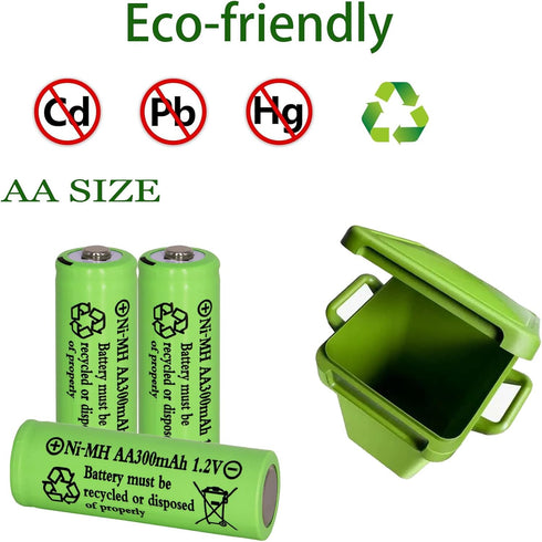 16 Packs1.2V AA 300mAh Solar Lights Batteries Ni-MH Rechargeable Double A Battery for Outdoor Solar Lights, String Lights, Pathway Lights...