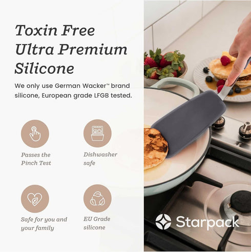 StarPack Premium Flexible Silicone Turner Spatula - High Heat Resistant to 600°F, Hygienic One Piece Design, Non Stick Rubber Kitchen Utensil for ...