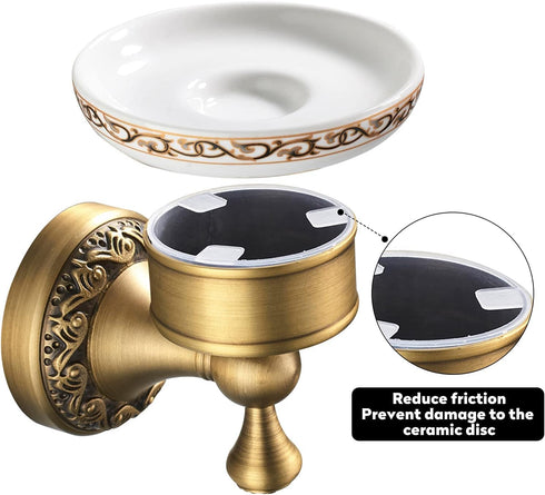 Leyden Shower Soap Dish, Antique Brass Dish Soap Holder Luxury Art Engraved Wall Mount Bathroom Hardware...