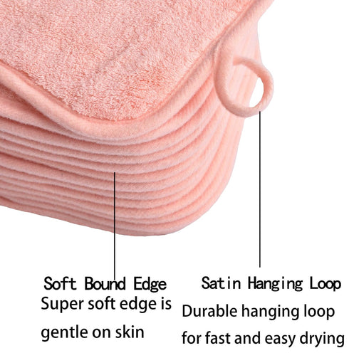 Makeup Remover Cloths for Face, Eye, Lips - Reusable Makeup Remover Pads Soft Microfiber Facial Cleansing Cloths 5 x 5 inch 12 Pack (Coral)...