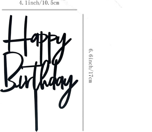 Happy birthday Cake Topper Birthday Party - Happy Birthday Party Decoration?black?...