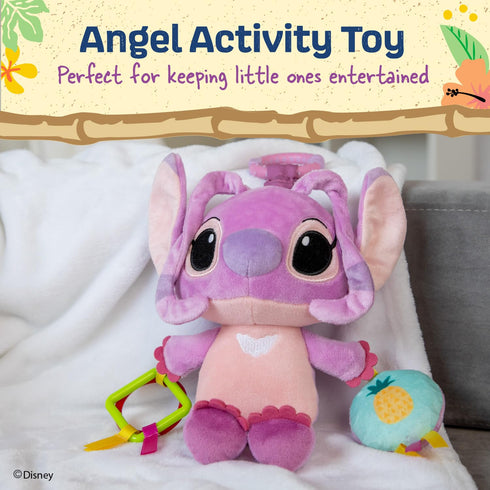 Kids Preferred Disney Baby Lilo and Stitch Angel On The Go Activity Toy with Teether Rings, On The Go Clip, Crinkle Texture, and Mirror...