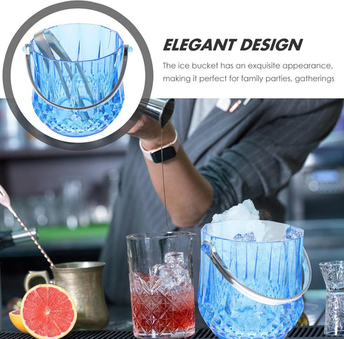 Kichvoe Bar Ice Cube Bucket with Ice Tongs 1150ml Ice Container Bucket Ice Cube Container Storage Bucket Transaprent Beer Bucket For Home Wine Ice...