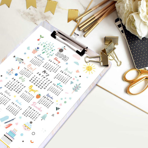 WAVEYU Marble Hardboard Office Clipboard, Decorative Clipboard with Low Profile Clip Chic Designed for Students Classroom School and Office Use, W...