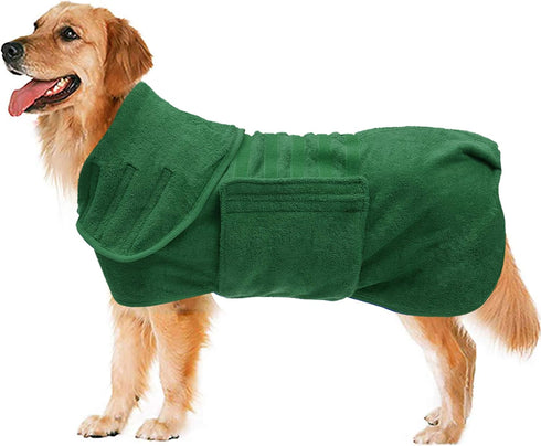 Geyecete Dog Drying Coat -Dry Fast Dog Bag - Dog Bathrobe Towel - Microfibre Fast Drying Super Absorbent Pet Dog Cat Bath Robe Towel,Luxuriously S...