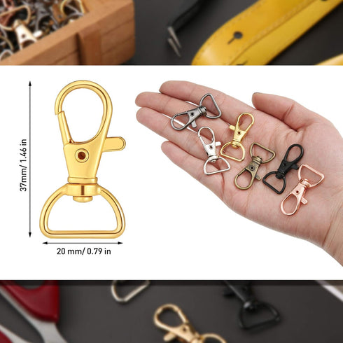 Hotop 35 Pieces Swivel Clasps Lanyard Snap Hooks Keychain Clip Hook Metal Lobster Claw Clasp with D Rings for Keychain Purse Hardware Sewing Craft...