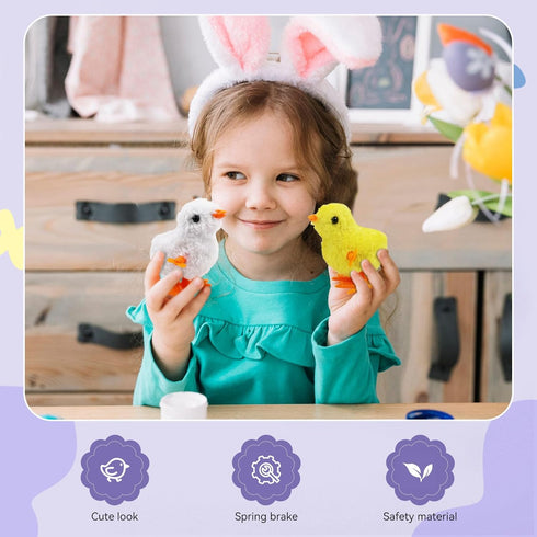 2-PCS Chicken Plush Wind Up Toys for Kids and Toddlers, Wind Up Easter Toys for Easter Egg Fillers, Goody Bag Stuffer - Soft Kawaii Windup Baby Ch...