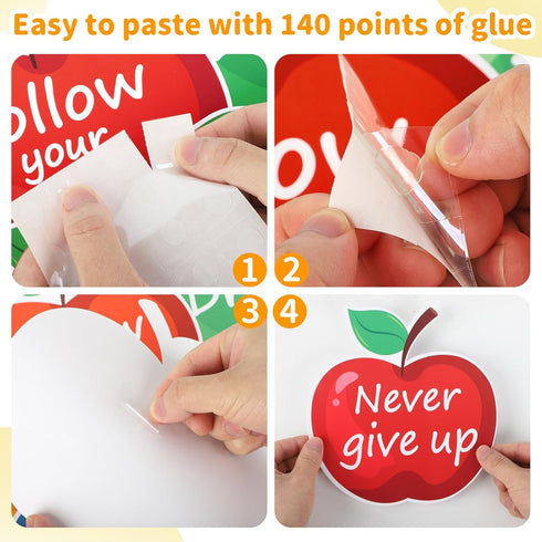77 Pcs Bulletin Board Decorations, Back to School Welcome Banners,Motivational Cutouts Classroom Decor for School Holiday Bulletin Board (Apples)...