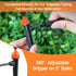 2 in 1 Drip Irrigation Emitters and Atomizing Nozzle for 1/4" Drip Irrigation Tubing, 25 Pcs Adjustable 360 Degree Water Flow Drippers Sprinklers ...