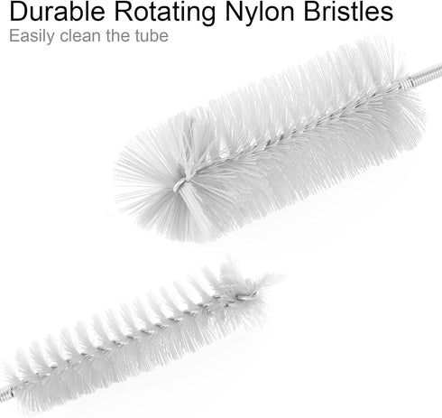 Flexible Long Drain Brush, Double Elastic Ended Nylon Cleaner Hose Tube Pipe Brush 67 inch Stainless Steel and 2 Pcs of 8 inch Straw Cleaning Brus...