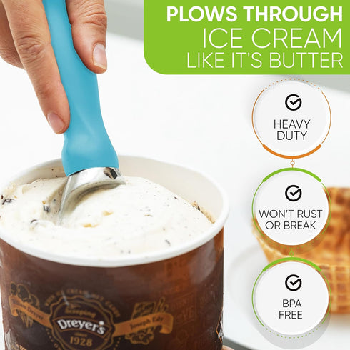 Spring Chef Ice Cream Scoop with Soft Grip Handle, Professional Heavy Duty Sturdy Scooper, Premium Kitchen Tool for Cookie Dough, Gelato, Sorbet, ...
