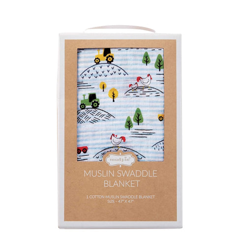 Mud Pie Farmhouse Swaddle Blanket, Multi...