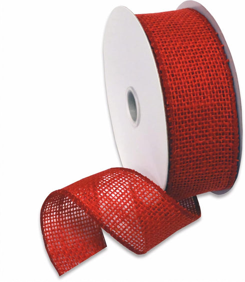 Morex Natural Burlap Wired Ribbon for Decorations, Holidays, Parties, Home and Outdoor Decor, 1.5" x 10 Yd, Rose Red...