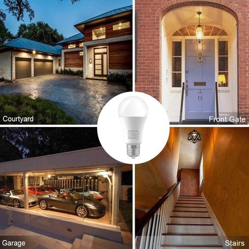 Radar Motion Sensor Light Bulbs, A19 12W (100 Watt Equivalent) Daylight E26 Outdoor Auto on/off Motion Detector Lights for Outside, Porch, Garage,...
