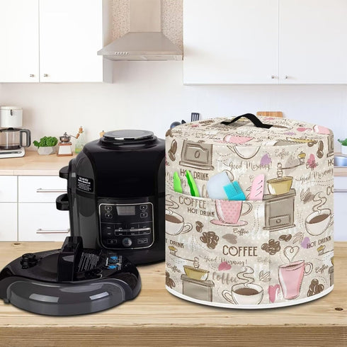 Coffee Print Appliance Cover Dust Cover for 6 Quart Electric Pressure Cooker Rice Cooker Cover Kitchen Decorative Cover for Air Fryer Dustproof Pr...