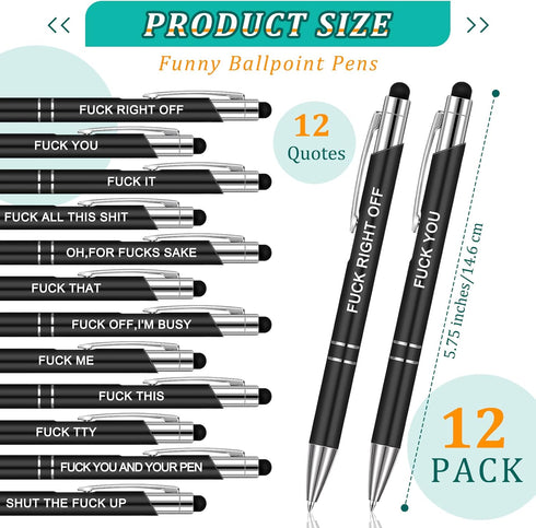 12 Pcs Funny Pens Complaining Inspirational Pen Passive Positive Office Pens Black Ink Novelty Pen Screen Touch Stylus for Colleague Work Gifts Su...