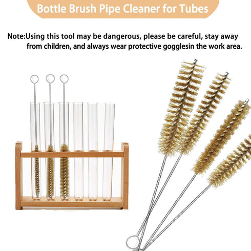 7Pcs Brass Tube Brushes Bottle Brush Wire Tube Brushes, Long Wire Cleanling Brushes Tube Cleaning Lab Brushes Straw Cleaner Brush Wire Bottle Brus...