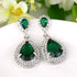 EVER FAITH Women's Austrian Crystal Cubic Zirconia Tear Drop Dangle Earrings Emerald Color Silver-Tone...