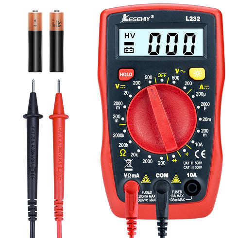 Digital Multimeter, Lesehiy Voltage Tester with AC DC Voltmeter & Ohm Volt Amp Tester, Multifunction Battery Tester, Pocket Meter with Backlight T...