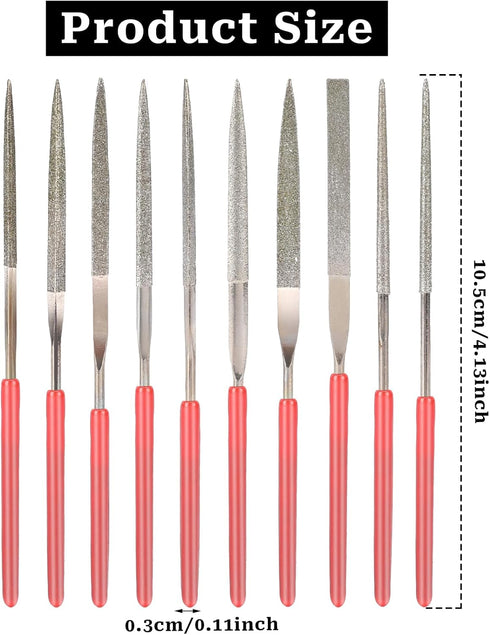 10Pcs Diamond Needle File Set, Model Files Mini Metal File Diamond File Set, Metal File Set Hand Tools, Miniature and Model Files, Small File Jewe...
