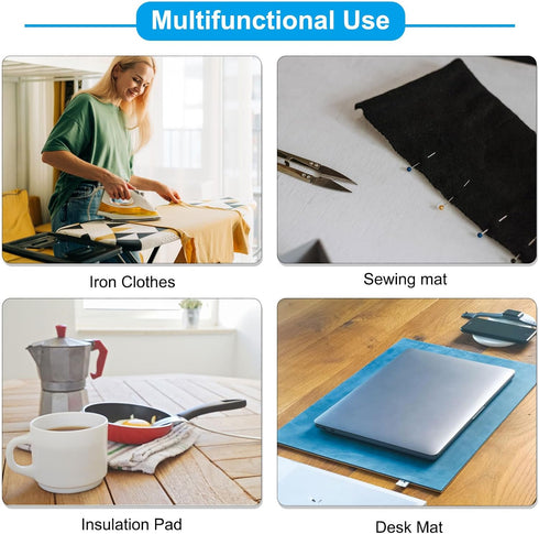 PATIKIL Wool Pressing Mat, 10" x 10" Wool Ironing Pad Blanket 0.5" Thickened Heat Resistant Quilting Ironing Pad for Quilters Sewing Craft, Grey...