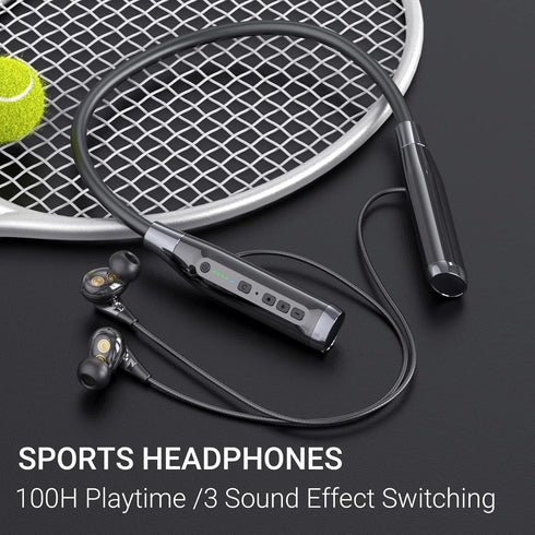 Bluetooth Headphones Neckband 100 Hours Extra Long Playback with Microphone Headset, 4 Speakers Heavy Bass Noise Reduction in Ear Wireless Earbuds...