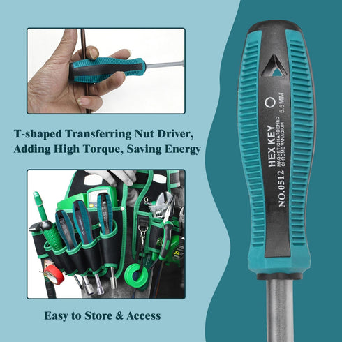 Utoolmart Socket Wrench Screwdriver, 5.5mm Non-Magnetic Tip Hex Nut Driver, Socket Driver Hex Nut Key Wrench Screwdriver, with 75mm Cr-V Steel Rou...