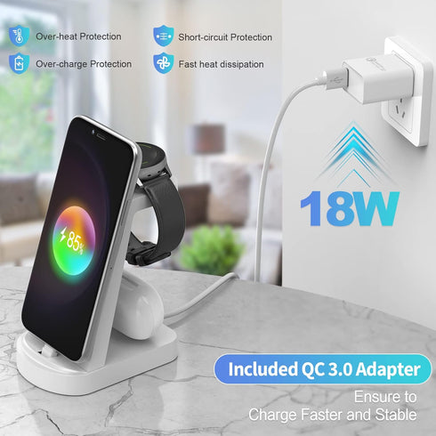 Charging Station for Samsung Multiple Devices,3 in 1 Fast Charging Stand USB-C Charger for Galaxy S23/S22/S21/S20/S10/Note20/Note10/Z Flip 4/Z Fol...
