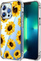 Sunflower Case Compatible for iPhone 13 Pro Max 6.7 Inch 2021, Sunflower Girls and Women Floral Clear Back Case Cover, Yellow Flower Transparent F...