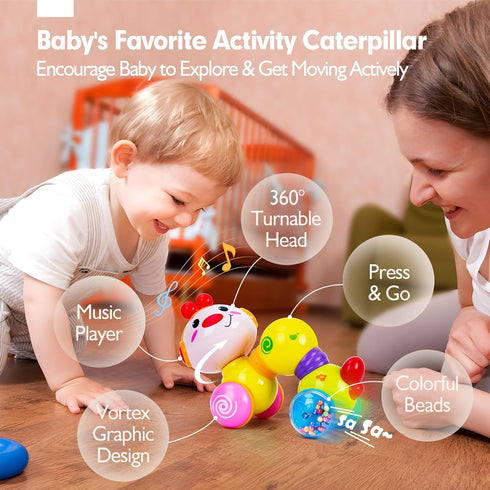 Baby Toys 6-12 Months+ - Musical, Light up, Press and Go 6 Month Old Baby Toys 6 to 12 Months Crawling Toys for Babies Infant Tummy Time Toys 7 8 ...