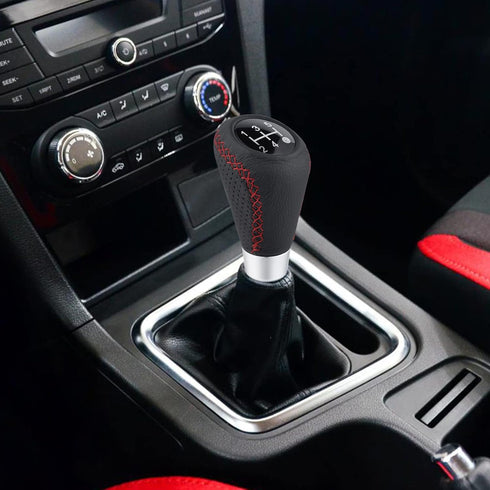 Arenbel Shifter Knobs 5 Speed Car Gear Stick Leather Shifter Lever Handle Fit Most Manual Vehicle, Black Leather...