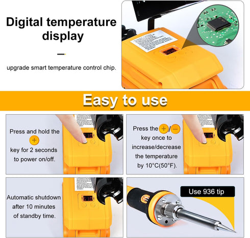 Soldering Iron Station Tool for Dewalt 20V/18V DCB203, DCB204, DCB205, DCB206 Battery, Cordless Portable Electric Soldering Iron Kit for DIY, Appl...