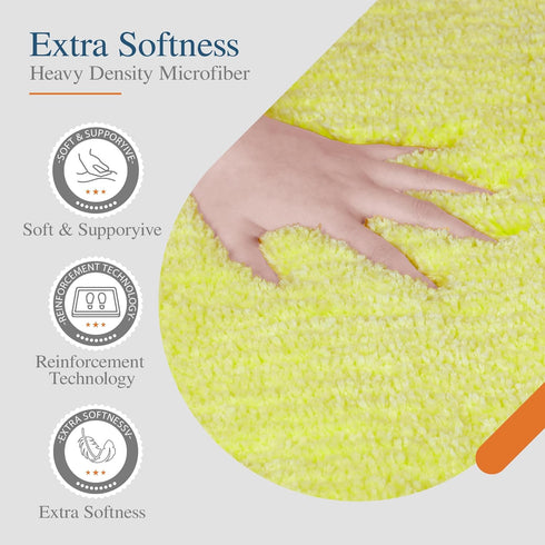 Walensee Bath Rug Non Slip Bathroom Mat (20 x 32, Yellow) Water Absorbent Soft Microfiber Shaggy Bathroom Rug Machine Washable Bath Mat Thick Plus...