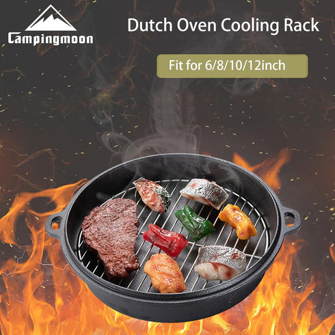 Campingmoon Stainless Steel Round Cooling Rack Baking Steaming Roasting Rack,Cooking Grid Grill for 12 inch Dutch Oven...