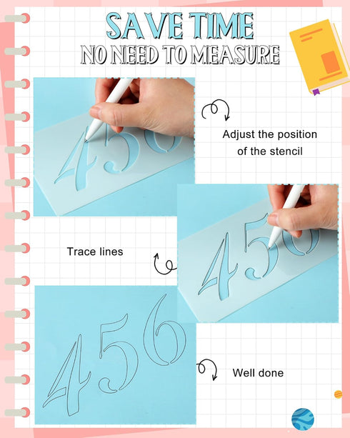 Tenare 30 Pcs Letter Stencil for Painting 4 x 7 Inch Alphabet Journal Stencil Reusable Plastic Letter and Number Stencil Font Template for Journal...