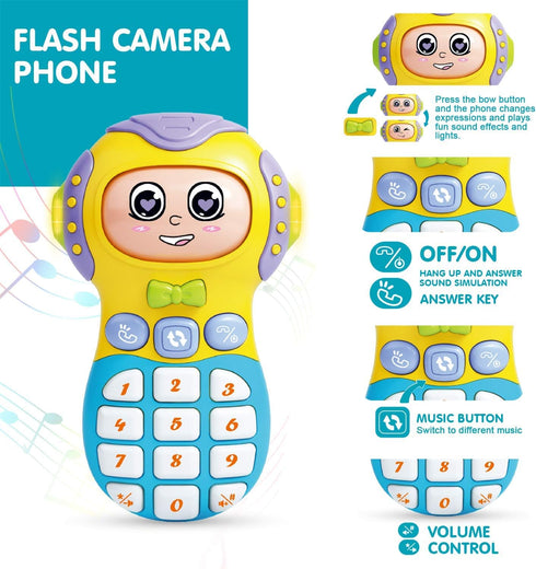 TOY Life Baby Cell Phone Toy with Baby Keys Baby Musical Toy Phone Toy Keys Toy Remote for Baby with Sound Effect Volume Control Baby Light Up Toy...