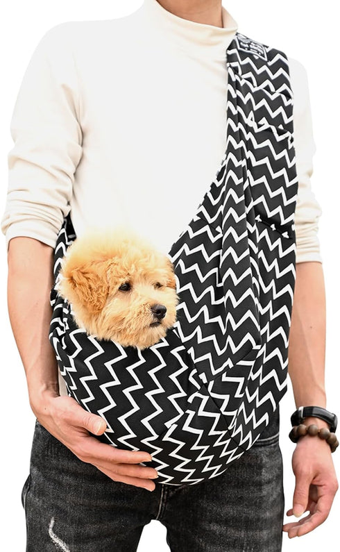 Pet Dog Sling Carrier Bag - Small Dog Purse Cat Puppy Dogs Front Carrier with Pockets and Safety Buckle, Chest Carrying Pouch Bags for Pet Traveli...