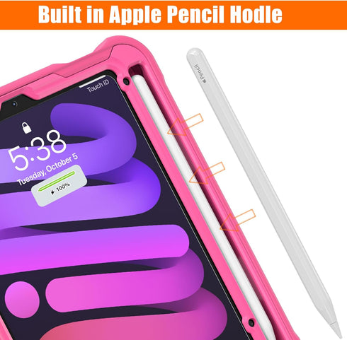 BRAECN iPad Mini 6 Case,Cover for Kids 8.3 inch 2021 iPad Mini 6th Gen, Shockproof Dropproof Rugged Protective Case with Pen Holder Carrying Shoul...