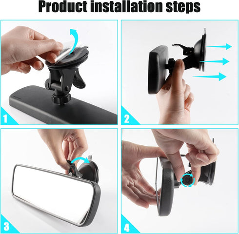 Livtee Anti Glare Car Rearview Mirror with Adjustable Suction Cup, HD Universal Car Interior Rear View Mirror with Panoramic Wide Angle Mounted on...