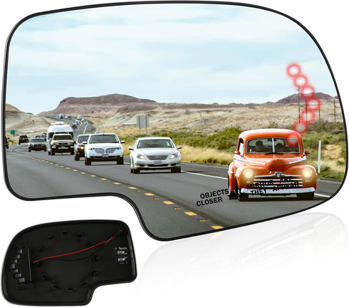 Passenger Side Heated Mirror Glass Compatible with 2003-2006 Cadillac Escalade, Chevrolet Avalanche, Silverado, Suburban, Tahoe, GMC Sierra, Yukon...