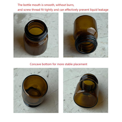 5ml Amber Glass Vials with Screw Caps and Plastic Stoppers, Small Brown Liquid Sample Vial, Leak-Proof Vial, 12PCS...