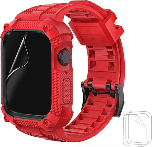 Wristitani Compatible with Apple Watch Band with Shockproof Rugged Case for iWatch Series 6/SE/5/4(44mm 40mm), Waterproof TPU Sport Watch Strap wi...