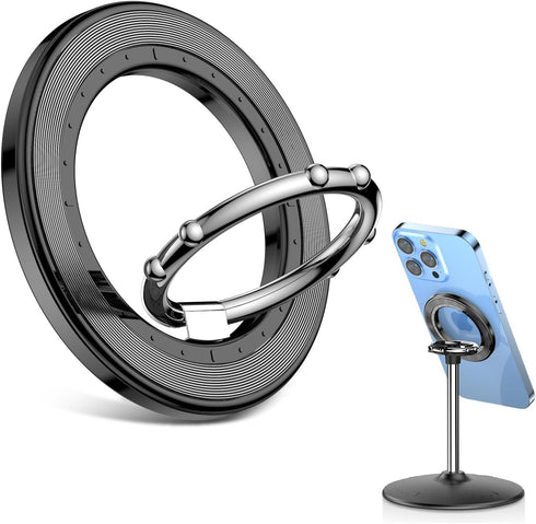 Magnetic Phone Ring Holder for iPhone, 2 in 1 Removable Magnetic Desk Phone Stand Compatible iPhone 15 14 13 12 Series,Samsung, Google,Magnetic Ac...